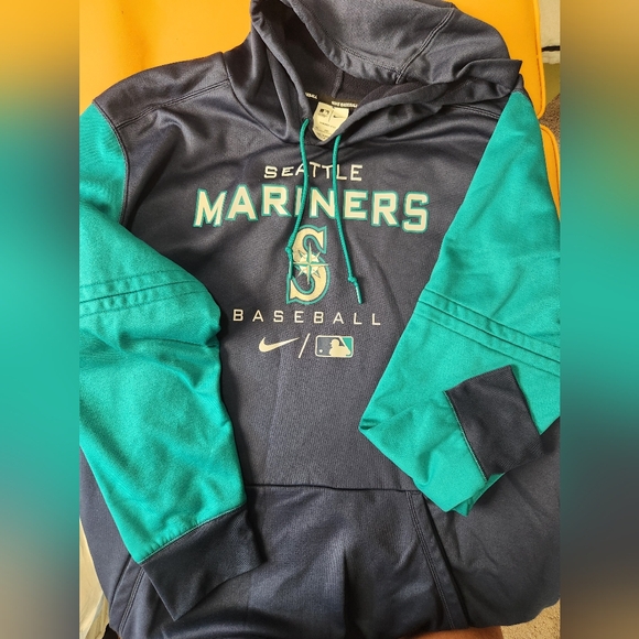 Men's Nike Mariners Baseball Hoodie - Teal and Navy - Picture 1 of 2